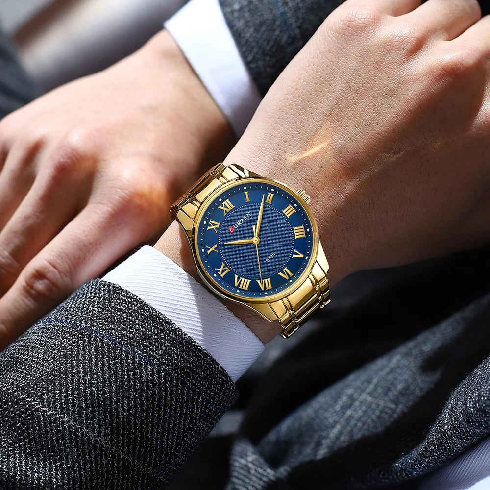 Curren 8409 Master | Blue Face | Gold Steel Strap
