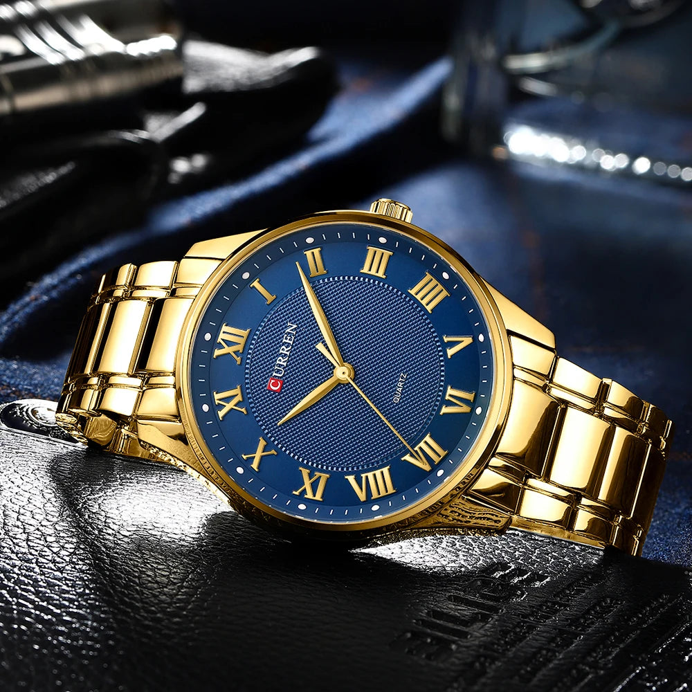 Curren 8409 Master | Blue Face | Gold Steel Strap
