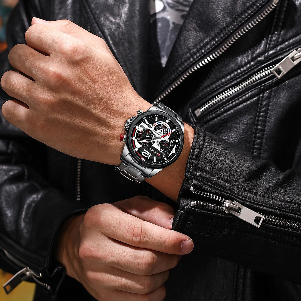 Curren CR8395 Master | Black Trim | Silver Steel Bracelet
