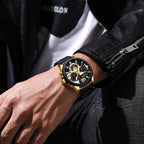Curren CR8395 Master | Black Gold Trim | Black Steel Bracelet