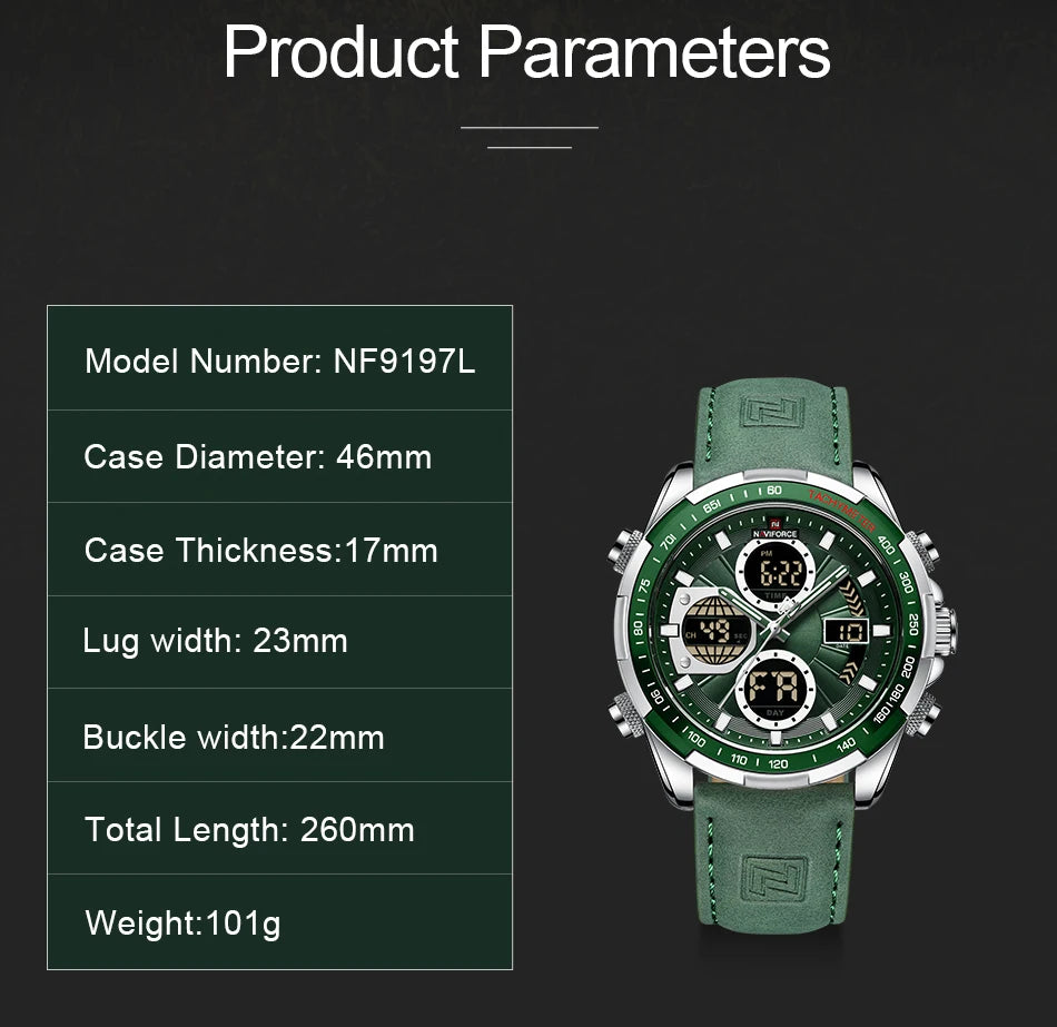 Naviforce NF9197L Luxury | Green Trim with Band or Bracelet