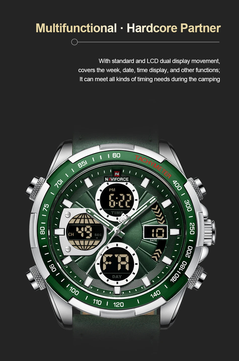 Naviforce NF9197L Luxury | Green Trim with Band or Bracelet
