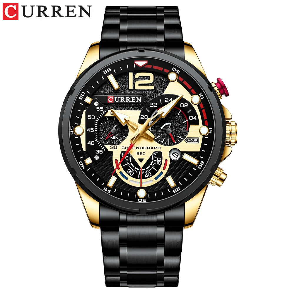 Curren CR8395 Master | Black Gold Trim | Black Steel Bracelet