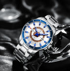 Curren 8359 Squire | Silver with White Black Trim | Stainless Steel Bracelet