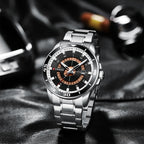 Curren 8359 Squire | Silver with White Black Trim | Stainless Steel Bracelet