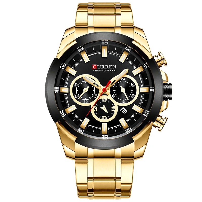 Curren CUR8361-GB Lux | Black Gold Face | Gold Steel Bracelet