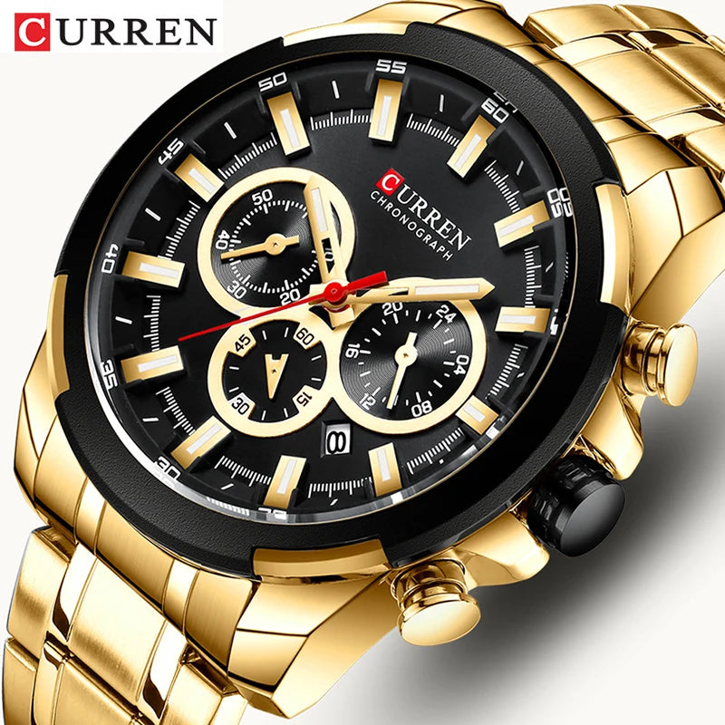Curren CUR8361-GB Lux | Black Gold Face | Gold Steel Bracelet