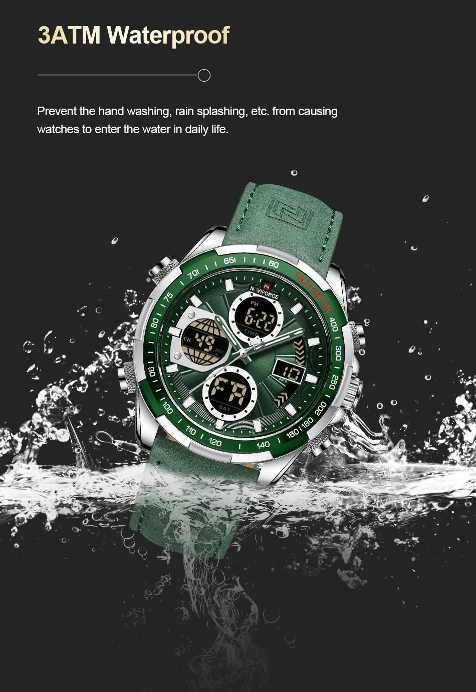 Naviforce NF9197L Luxury | Green Trim with Band or Bracelet