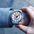 Curren 8359 Squire | Silver with White Black Trim | Stainless Steel Bracelet