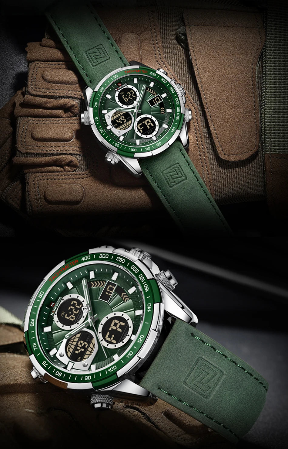 Naviforce NF9197L Luxury | Green Trim with Band or Bracelet