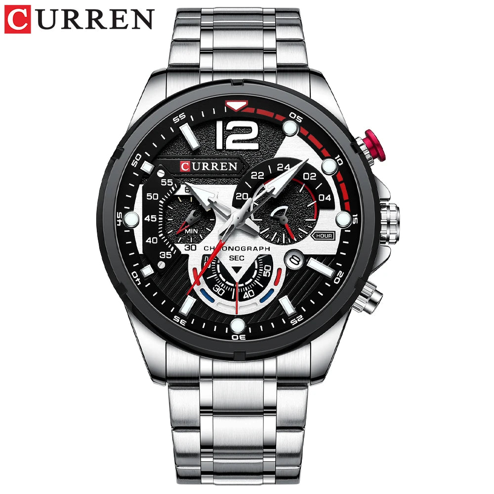 Curren CR8395 Master | Black Trim | Silver Steel Bracelet