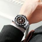 Curren 8359 Squire | Silver with White Black Trim | Stainless Steel Bracelet