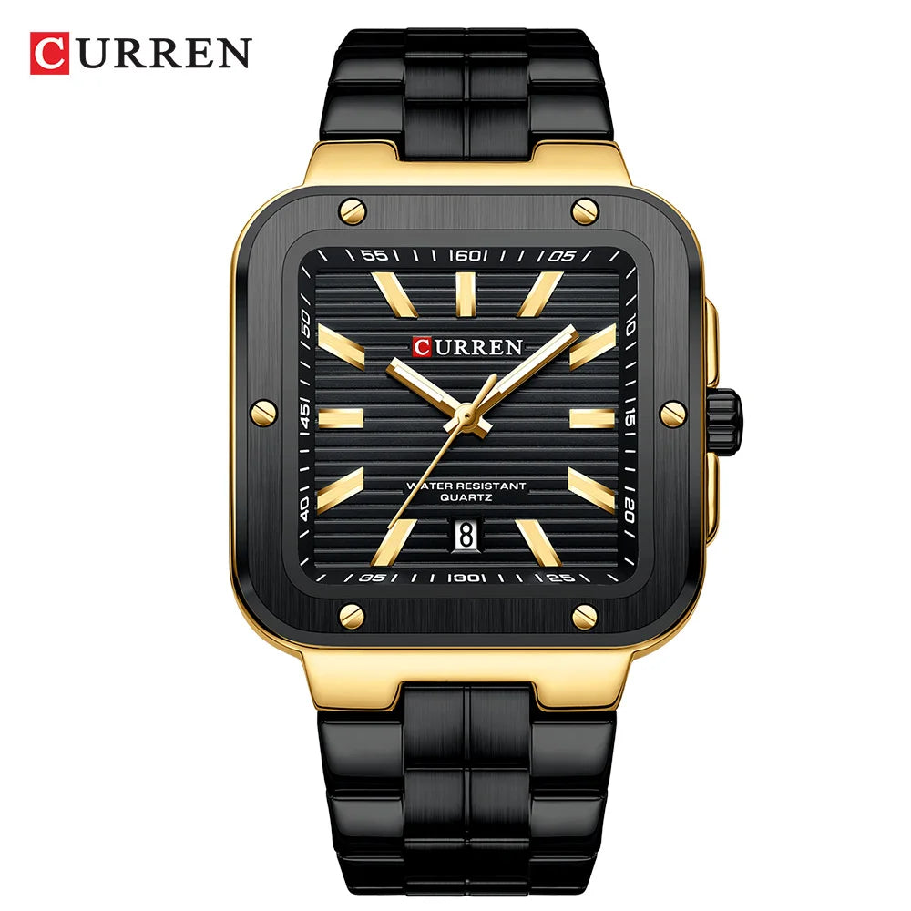Curren 8479 Heritage | Black Gold Face | Black Steel Band