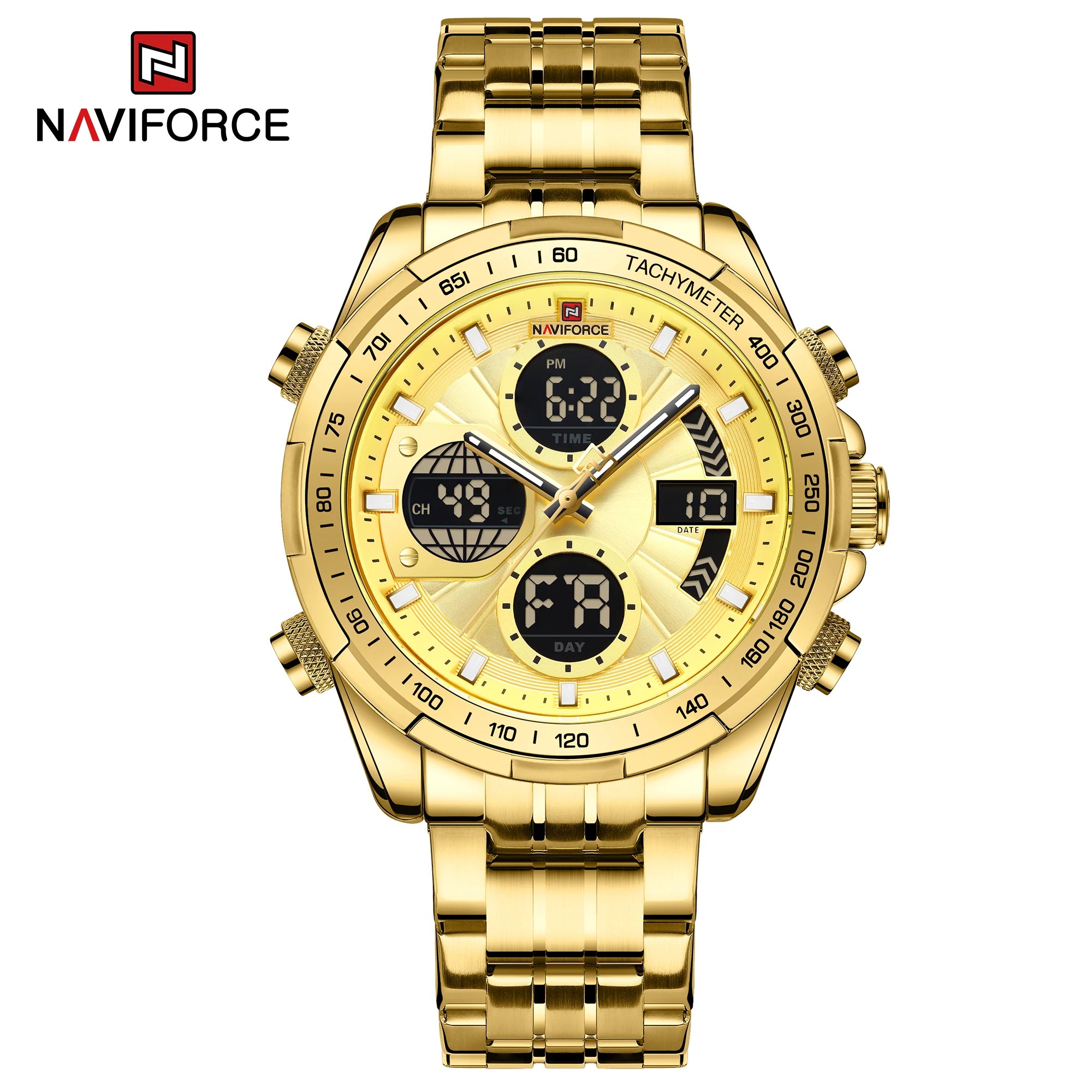Naviforce NF9197L Luxury | Blue Gold Trim with Tan Band