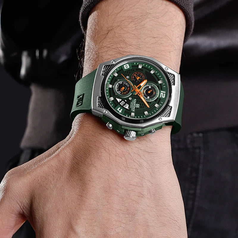 Navforce NF8501T Sport | Machine Alloy | Brown Silicone Strap