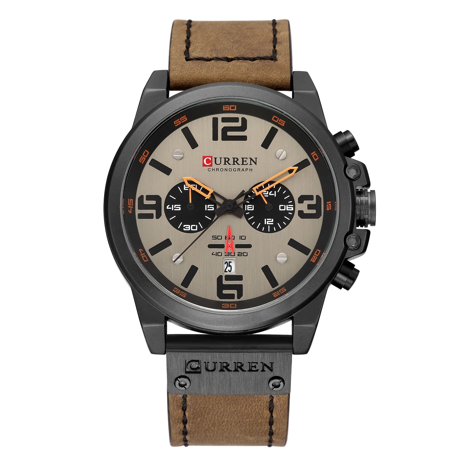 Curren 8314 Sport | Dark Trim | Brown Leather Strap
