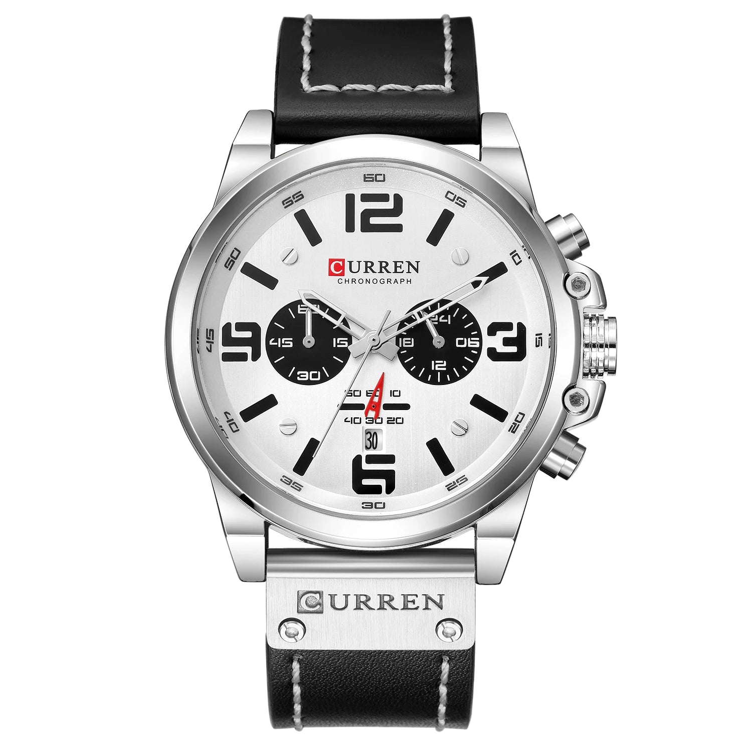 Curren 8314 Sport | White Face | Black Leather Strap