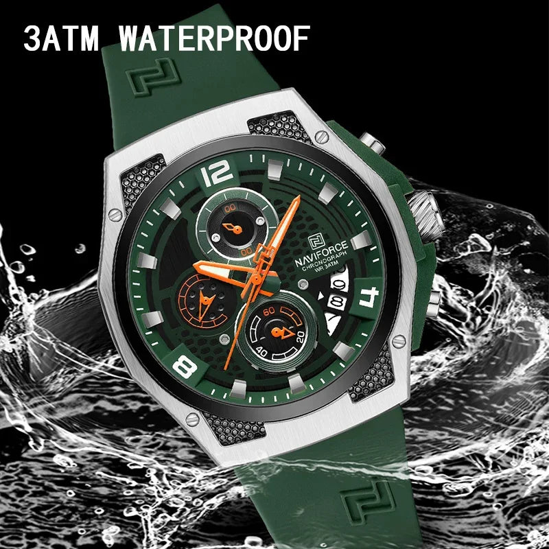 Navforce NF8501T Sport | Machine Alloy | Brown Silicone Strap