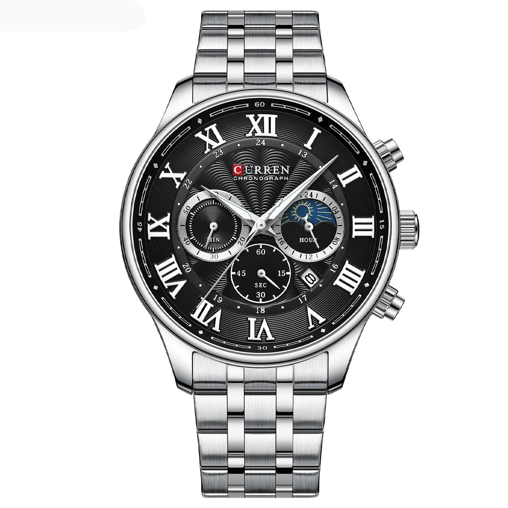 Curren 8427 Regis | Black Face | Stainless Steel Bracelet