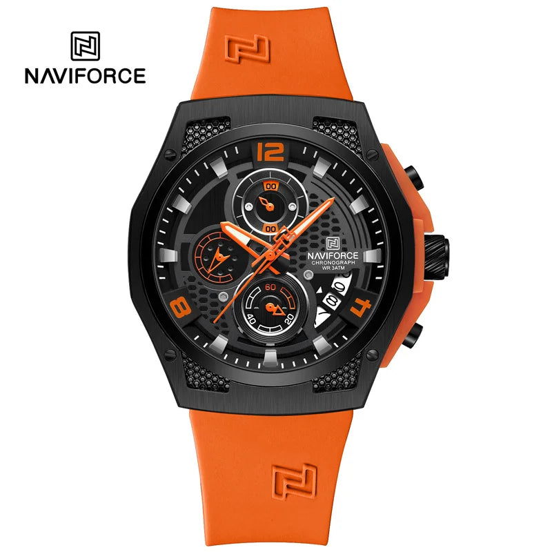Navforce NF8501T Sport | Machine Alloy | Orange Silicone Strap
