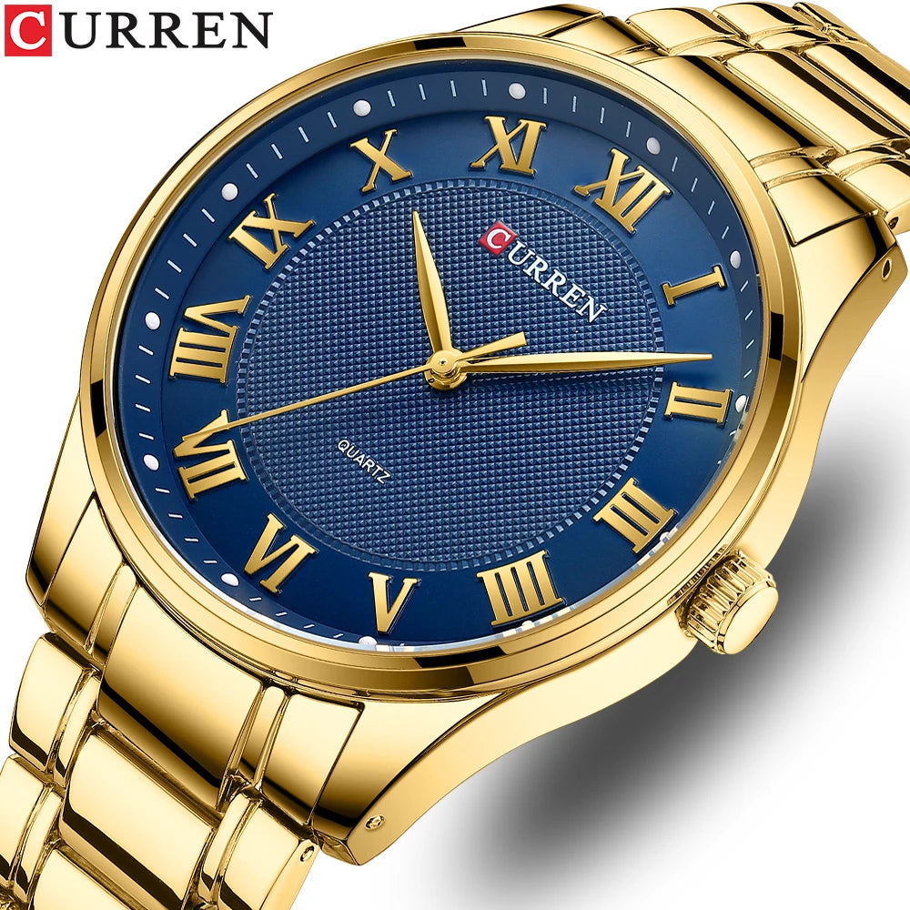 Curren 8409 Master | Blue Face | Gold Steel Strap