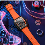 Curren 8442 Pro | Black Face | Orange Trim & Silicone Strap