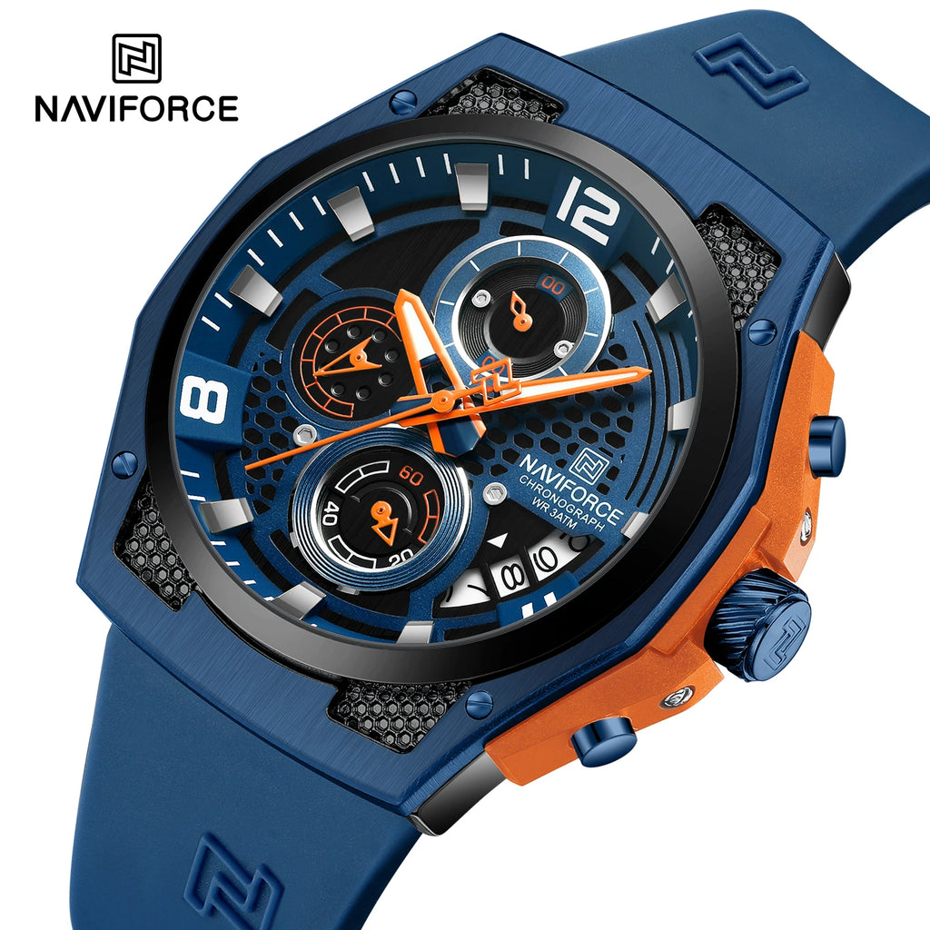 Navforce NF8501T Sport | Machine Alloy | Brown Silicone Strap
