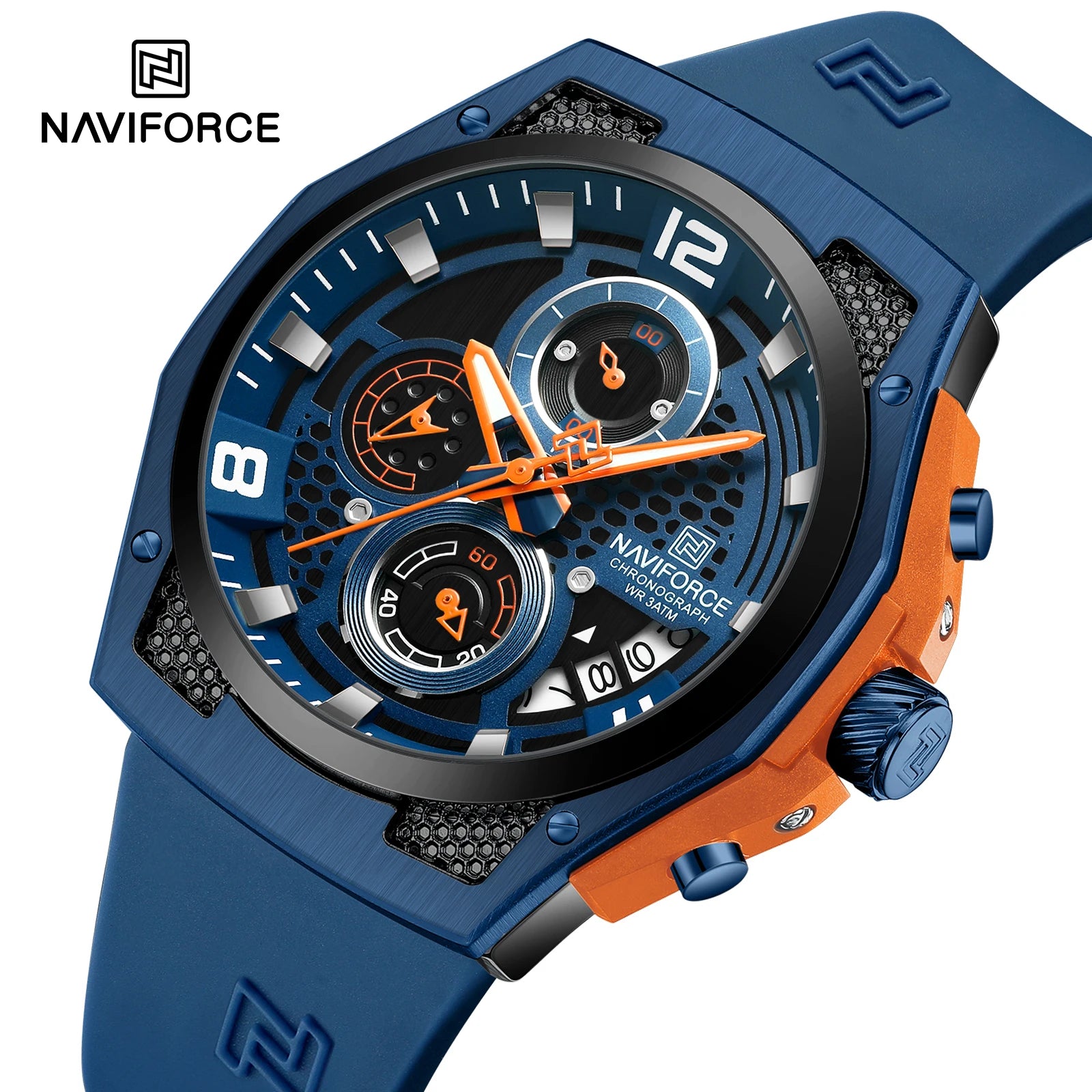 Navforce NF8501T Sport | Machine Alloy | Brown Silicone Strap