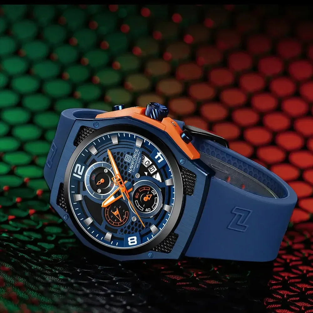 Navforce NF8501T Sport | Machine Alloy | Blue Silicone Strap