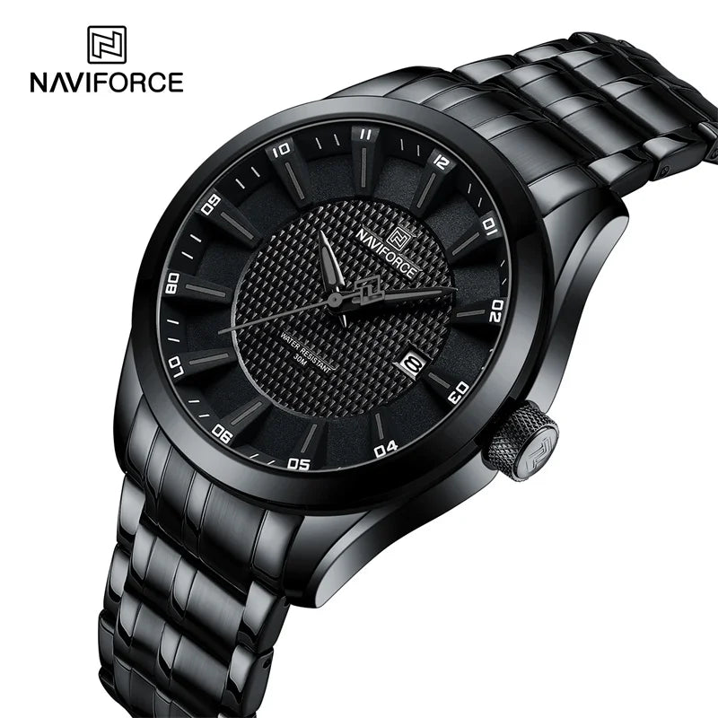 Naviforce NF8032 Style | Machine Alloy | Black face | Stainless Steel Band