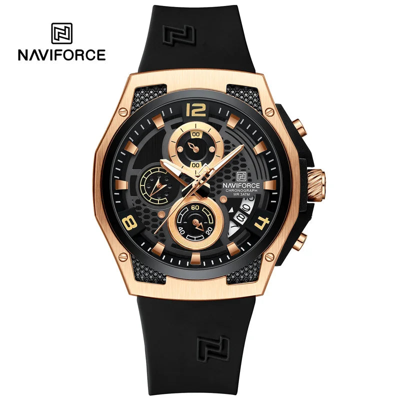 Navforce NF8501T Sport | Machine Alloy | Brown Silicone Strap