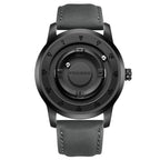 FOXBOX FB0047 Magnetic | Hardlex Steel | Gold Black Face - Dark Trim & Leather Strap