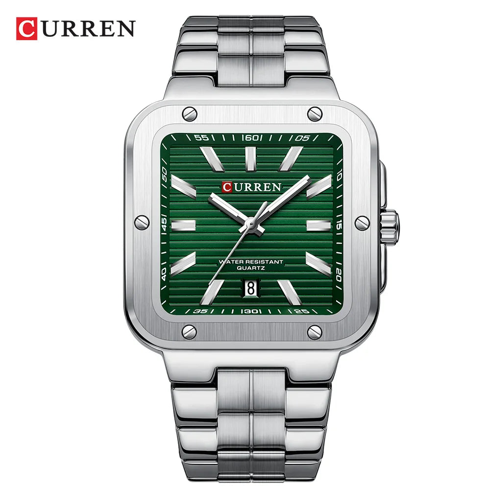 Curren 8479 Heritage | Green Face | Silver Trim and Stainless Steel Band