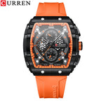 Curren 8442 Pro | Black Face | Orange Trim & Silicone Strap