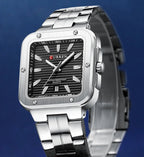 Curren 8479 Heritage | Black Face | Silver Trim and Stainless Steel Band