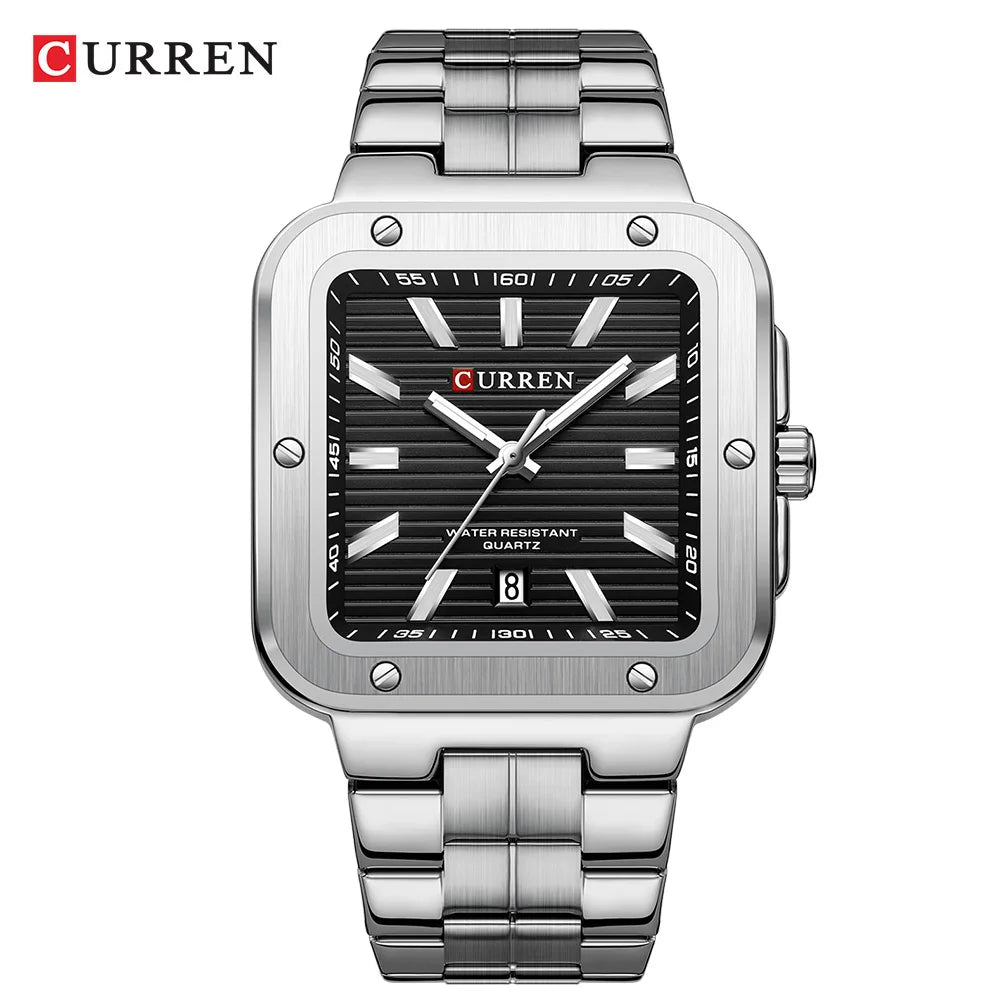 Curren 8479 Heritage | Black Face | Silver Trim and Stainless Steel Band