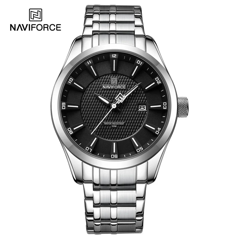 Naviforce NF8032 Style | Machine Alloy | White face | Stainless Steel Band