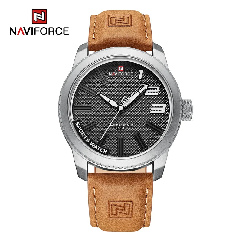 Naviforce NF9202L Sport | Machine Alloy | Tan Leather Strap
