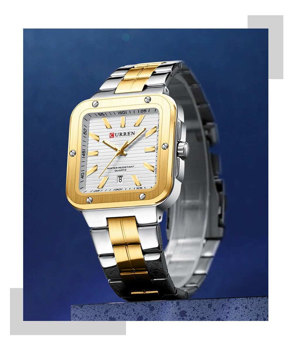 Curren 8479 Heritage | Black Gold Face | Black Steel Band