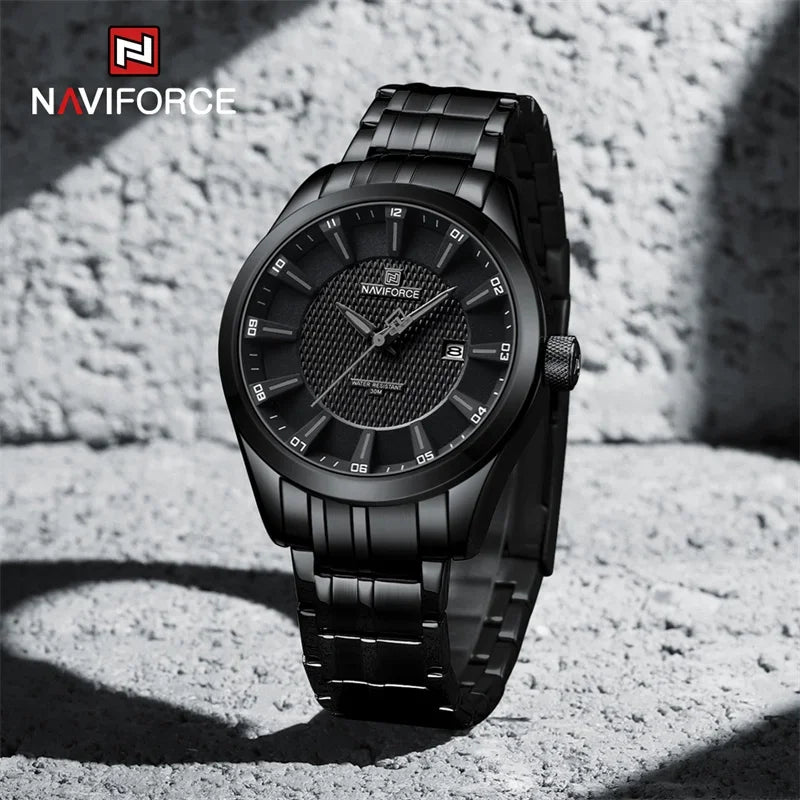 Naviforce NF8032 Style | Machine Alloy | Black face | Stainless Steel Band