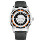 FOXBOX FB0047 Magnetic | Hardlex Steel | Silver Face & Black Leather Strap