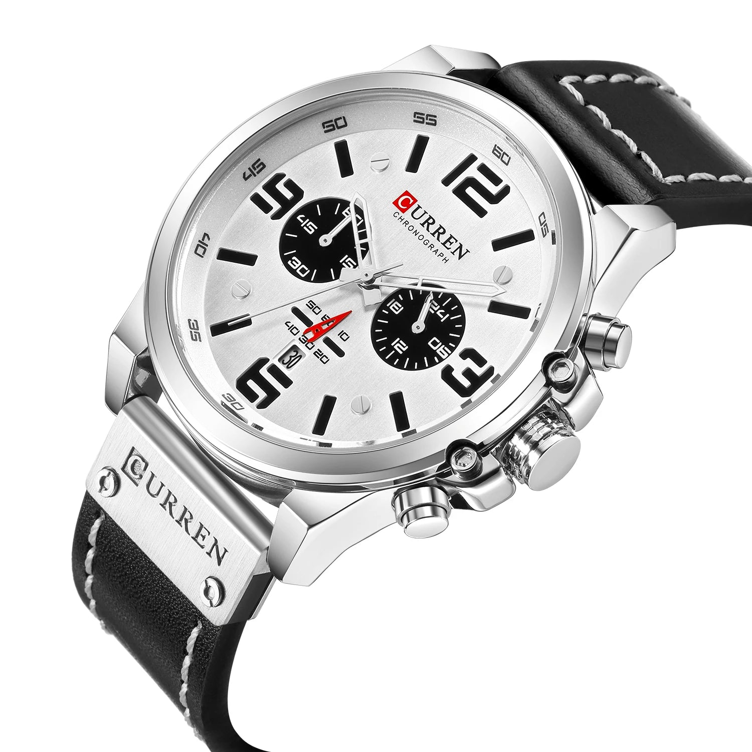 Curren 8314 Sport | White Face | Black Leather Strap