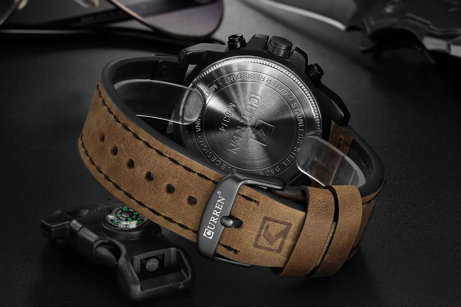 Curren 8314 Sport | Dark Trim | Brown Leather Strap