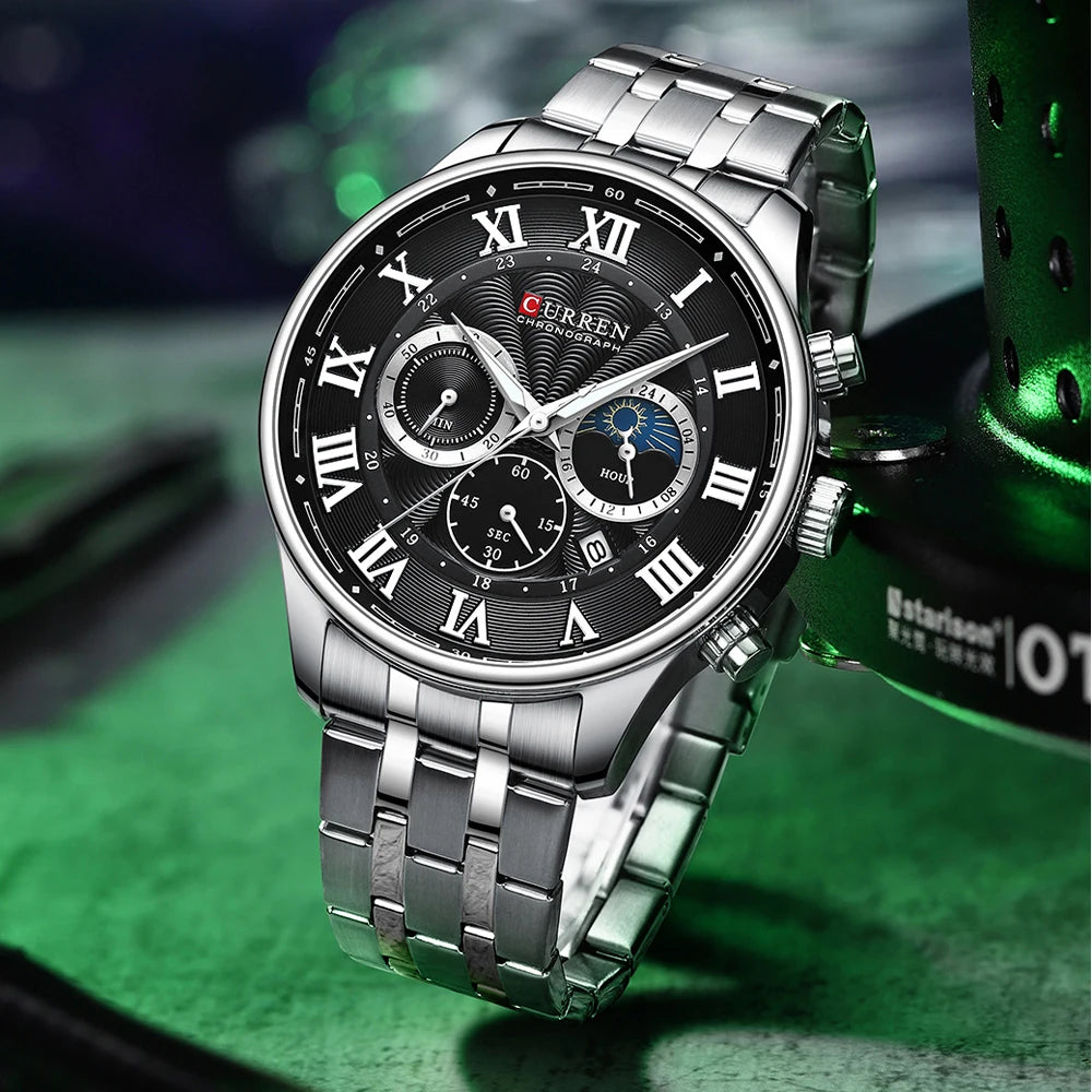 Curren 8427 Regis | Black Face | Stainless Steel Bracelet