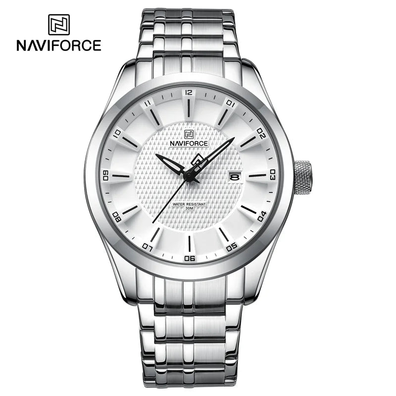 Naviforce NF8032 Style | Machine Alloy | White face | Stainless Steel Band