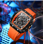 Curren 8442 Pro | Black Face | Orange Trim & Silicone Strap