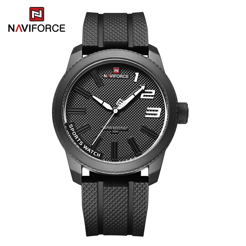 Naviforce NF9202T Sport | Machine Alloy | Black Silicone Strap
