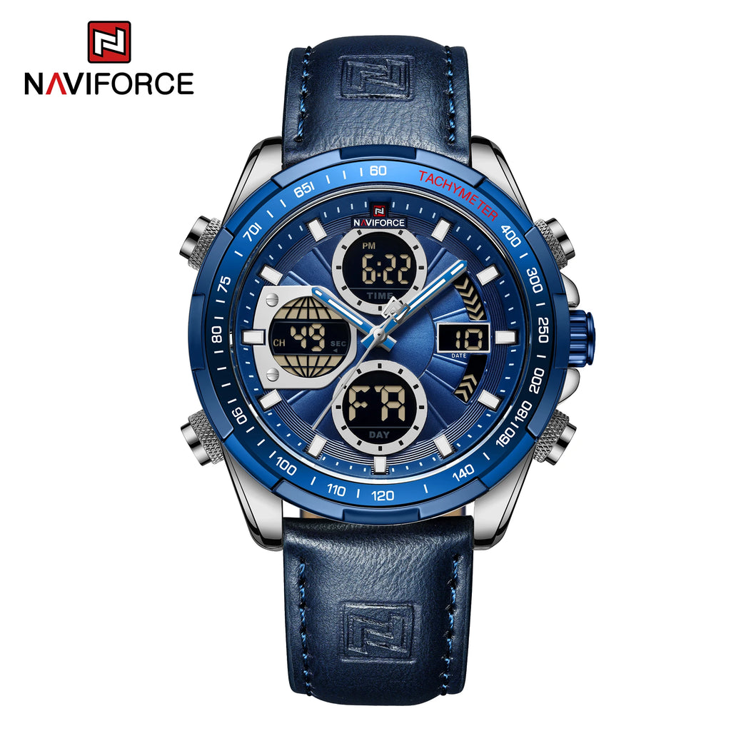 Naviforce NF9197L Luxury | Blue Gold Trim with Tan Band