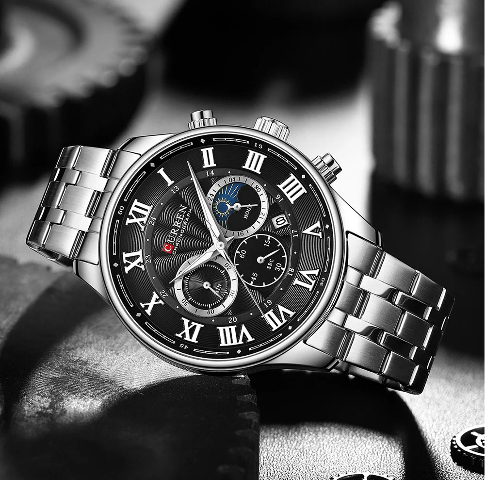 Curren 8427 Regis | Black Face | Stainless Steel Bracelet