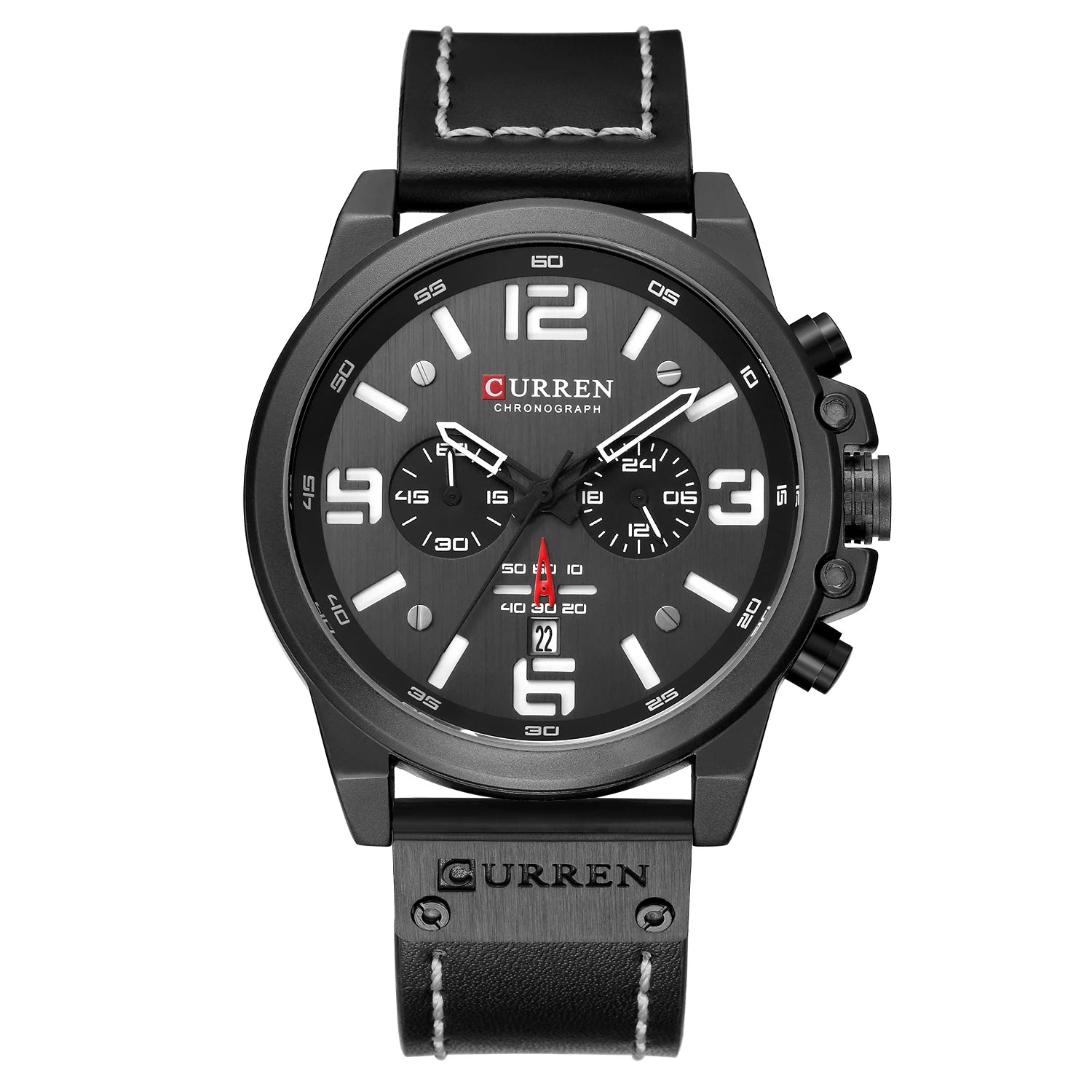 Curren 8314 Sport | Black Face | Black Leather Strap